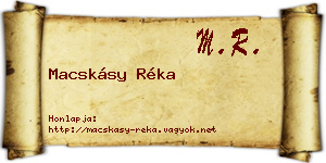 Macskásy Réka névjegykártya